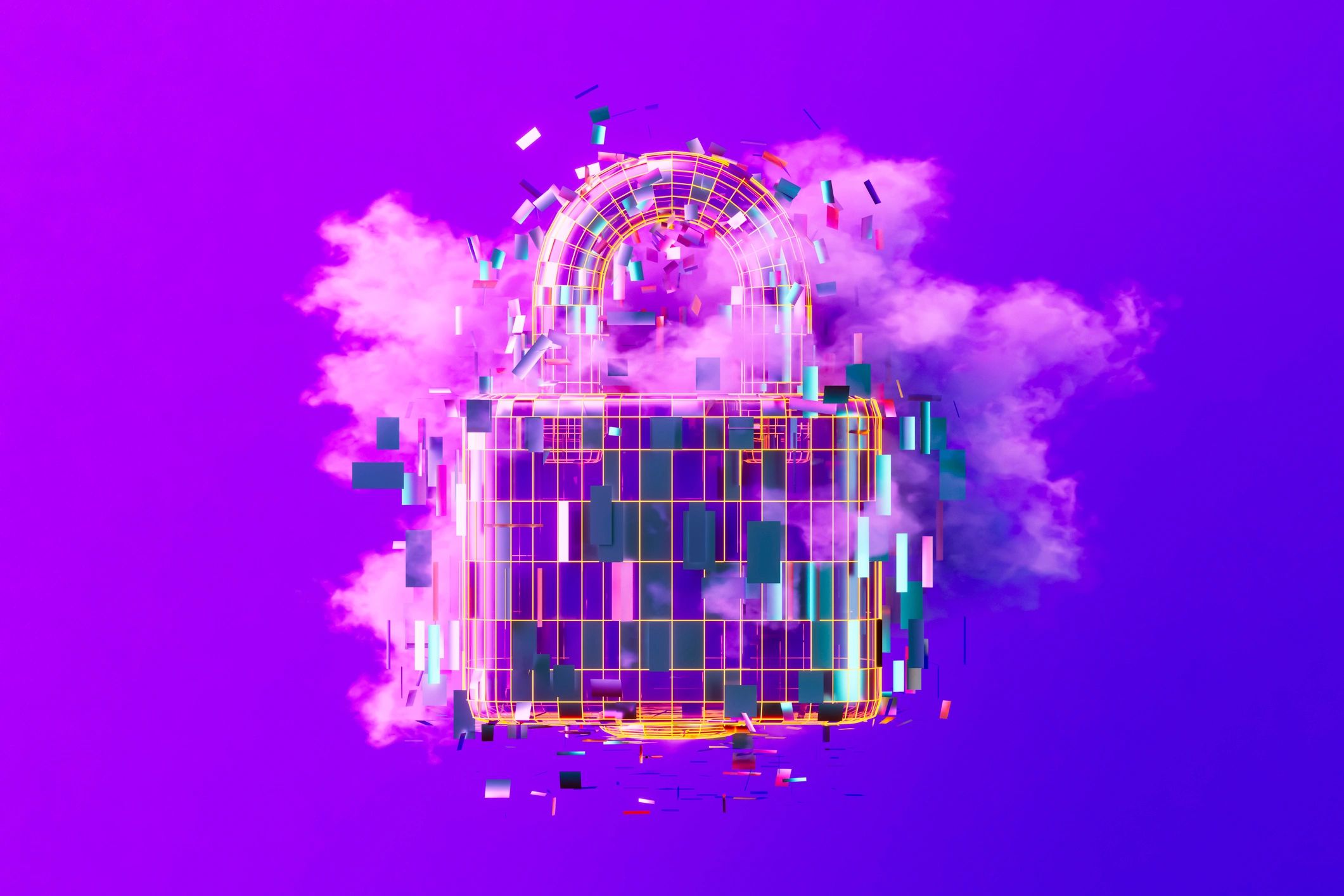 Padlock imagery representing data security